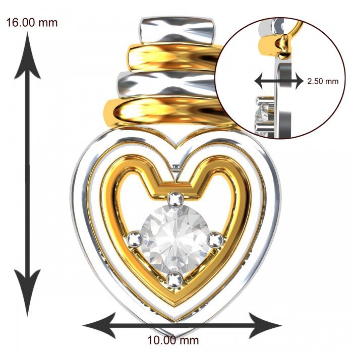 Bar Solitaire Heart Pendant