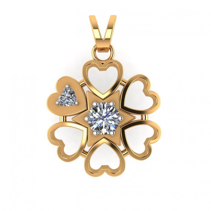 Heart American Diamond Floral Pendant