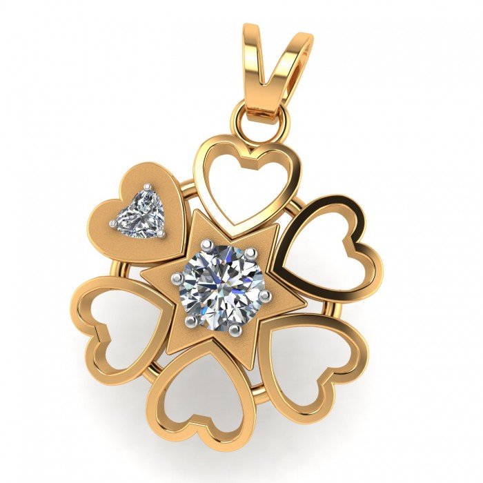 Heart American Diamond Floral Pendant