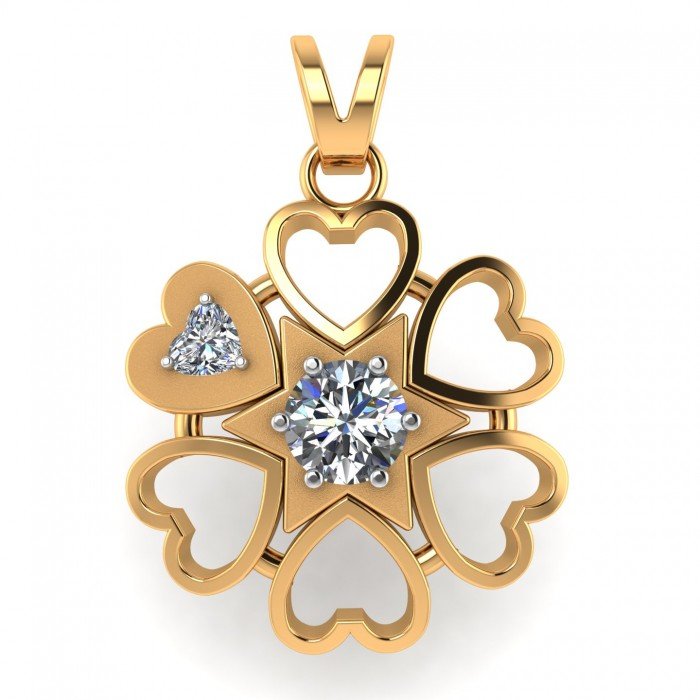 Heart American Diamond Floral Pendant