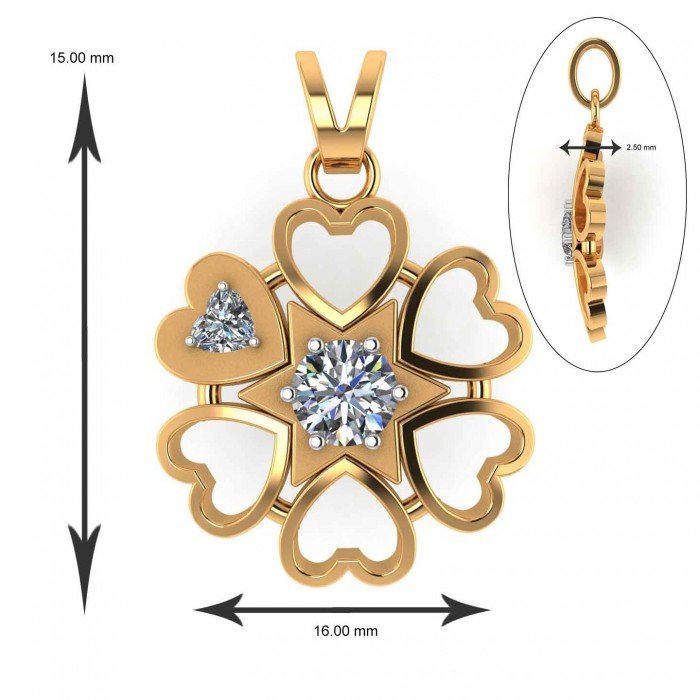 Heart American Diamond Floral Pendant