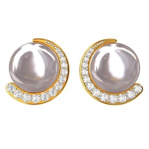 American Diamond Pearl Moon Earring