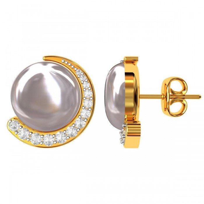 American Diamond Pearl Moon Earring