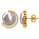 American Diamond Pearl Moon Earring