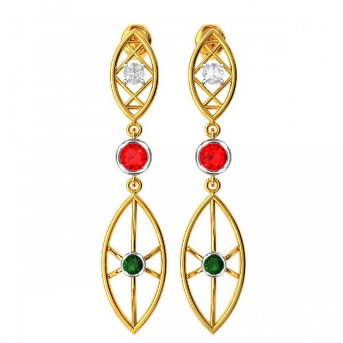 American Diamond Ruby Emerald Hanging Earring