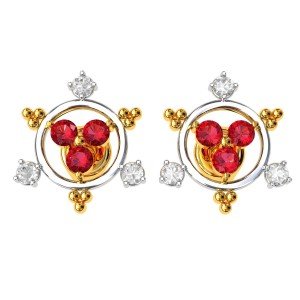 Ruby American Diamond Round Earring