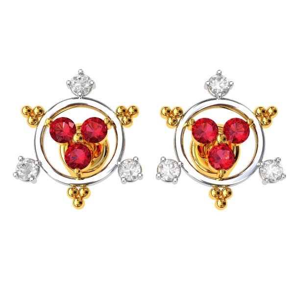 Ruby American Diamond Round Earring Ruby American Diamond Round Earring