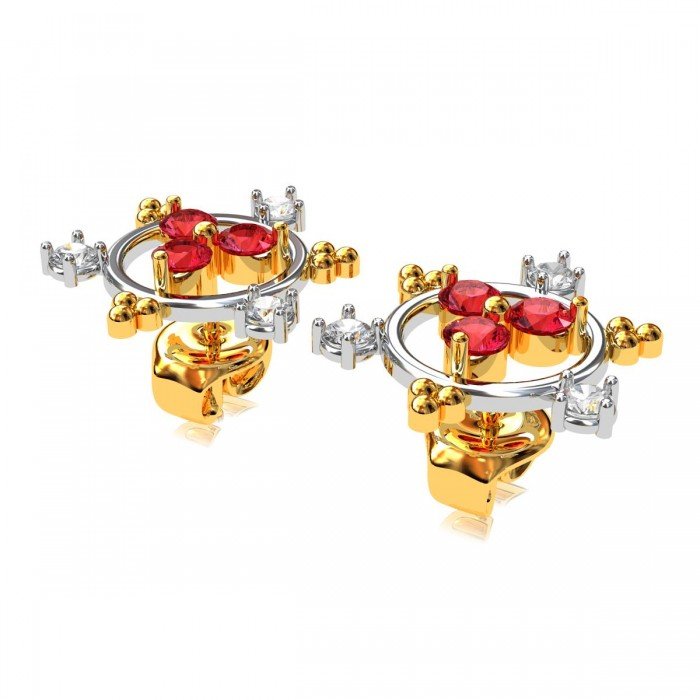 Ruby American Diamond Round Earring