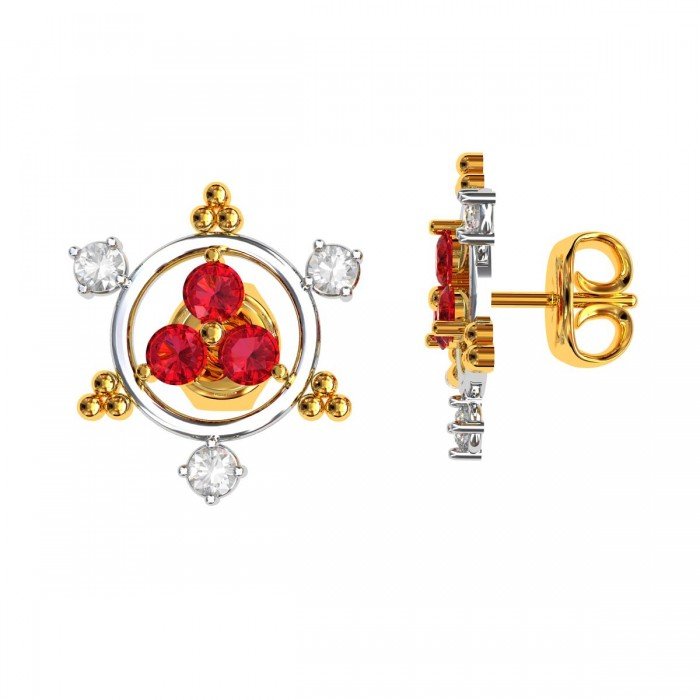 Ruby American Diamond Round Earring