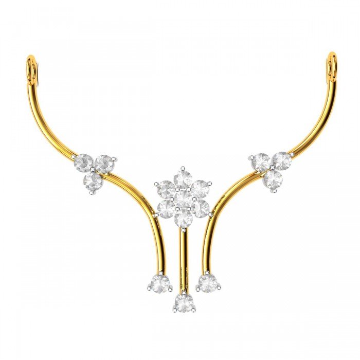 Floral American Diamond Studed Mangalsutra