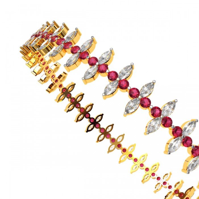 Marquise Diamond Ruby Bangle