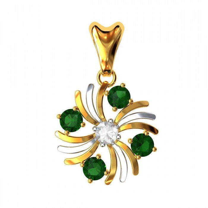 Emerald Stone American Diamond Pendant