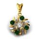 Emerald Stone American Diamond Pendant