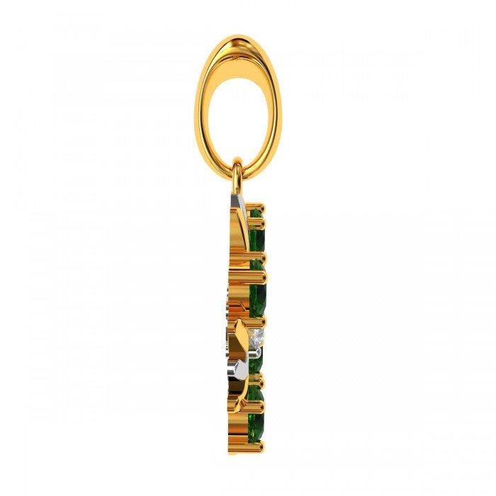 Emerald Stone American Diamond Pendant