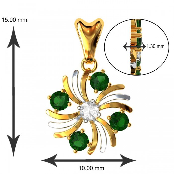 Emerald Stone American Diamond Pendant