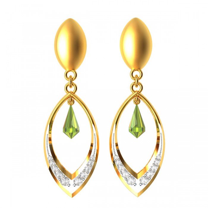 Paridot Drop American Diamond Earring