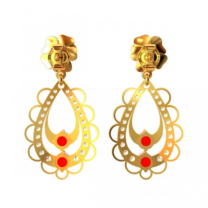 Ruby American Diamond Floral Earring