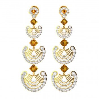 American Diamond Citrine Long Earring