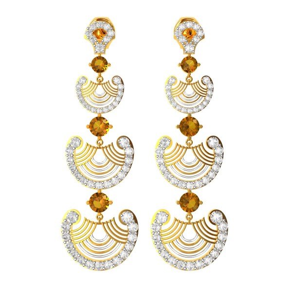 American Diamond Citrine Long Earring American Diamond Citrine Long Earring