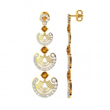 American Diamond Citrine Long Earring