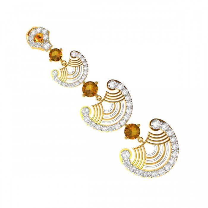 American Diamond Citrine Long Earring