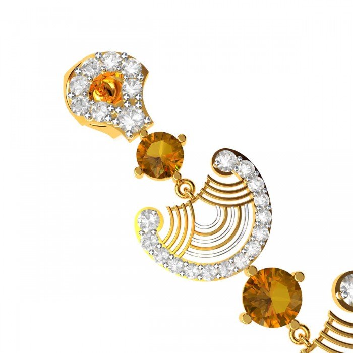 American Diamond Citrine Long Earring