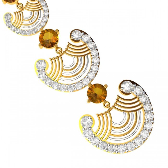 American Diamond Citrine Long Earring