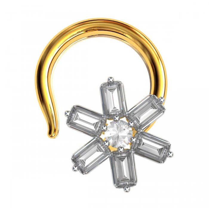 American Diamond Baguette Nose Pin