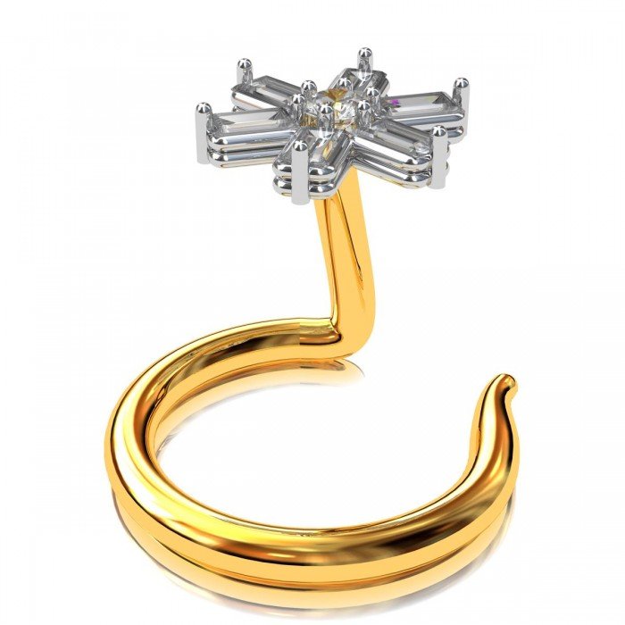 American Diamond Baguette Nose Pin