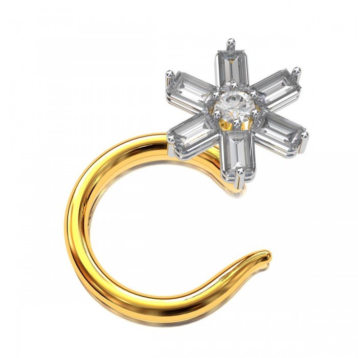 American Diamond Baguette Nose Pin