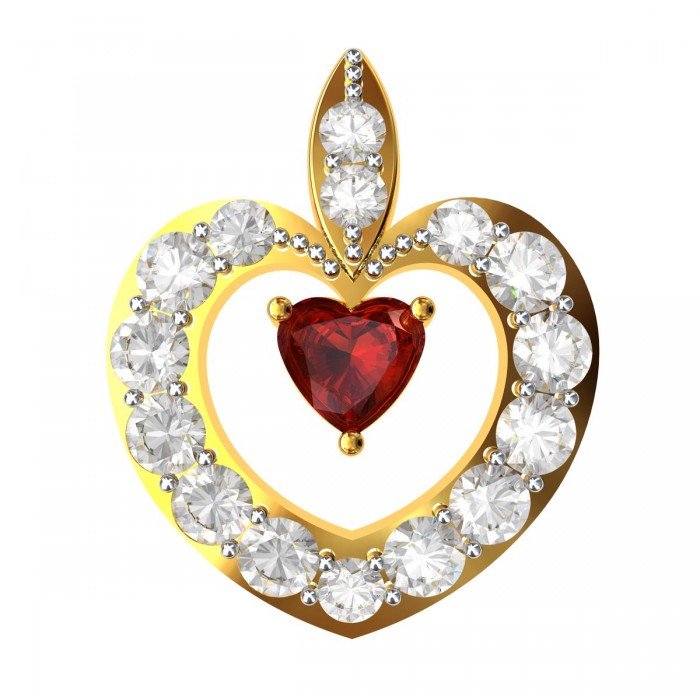 Multi American Diamond Heart Pendent