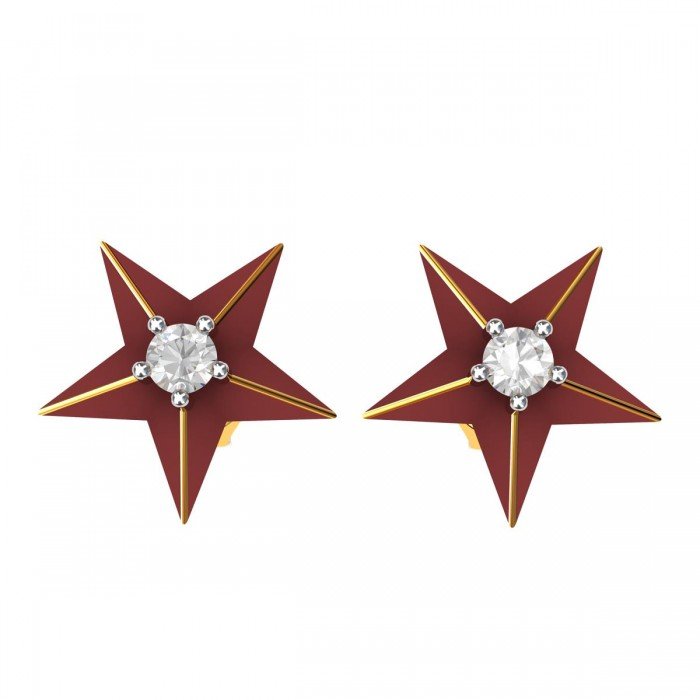 Meenakari Solitaire Star Stud