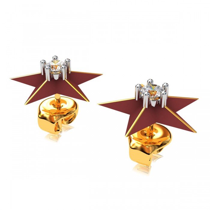 Meenakari Solitaire Star Stud