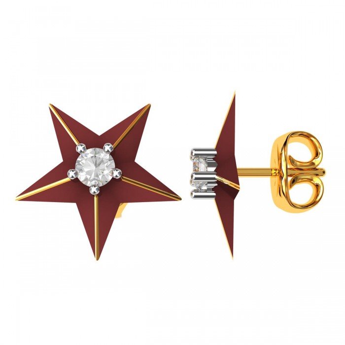 Meenakari Solitaire Star Stud