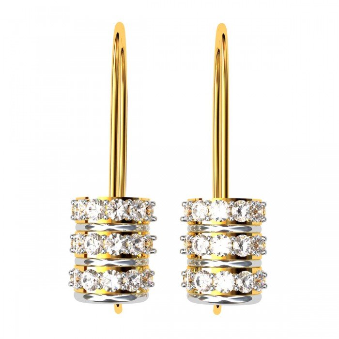 Cylindrical American Diamond Hoop Earring