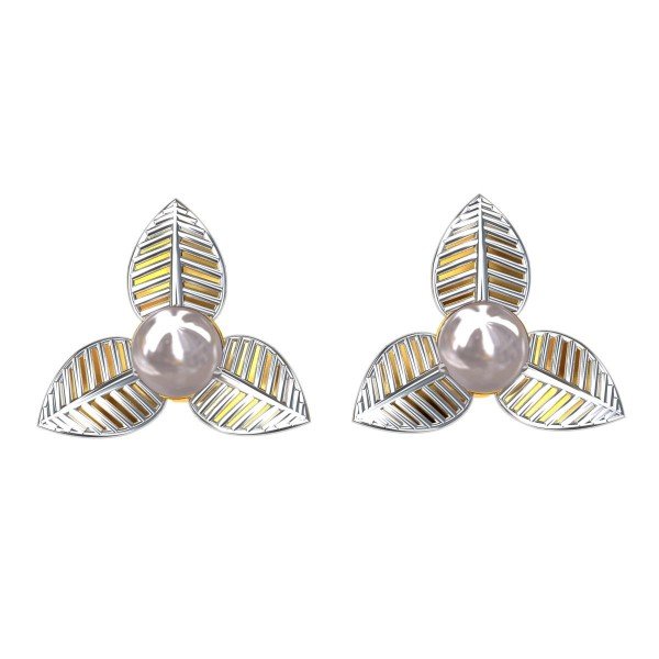 Rhodium Plated Pearl Earring Rhodium Plated Pearl Earring