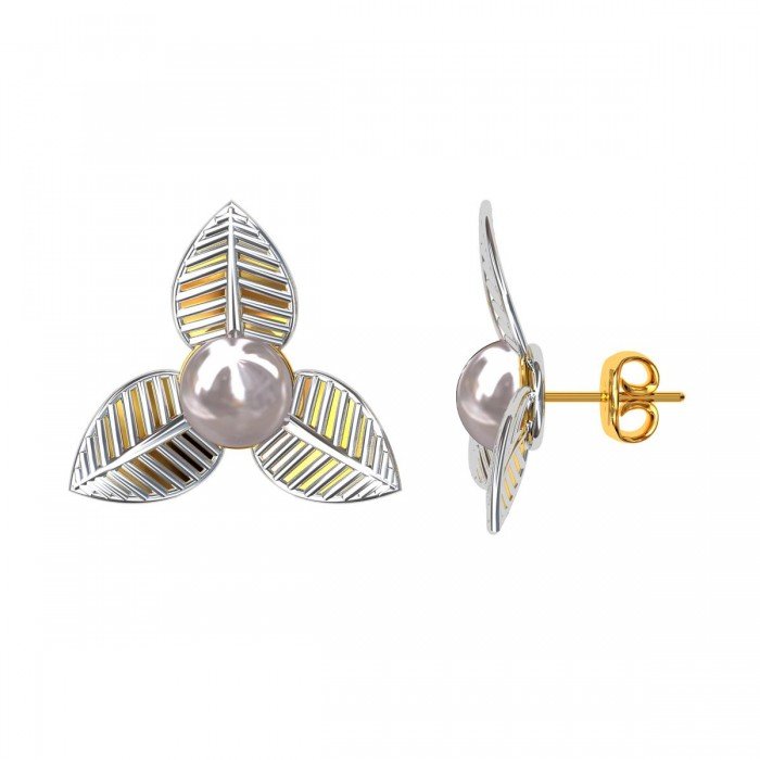 Rhodium Plated Pearl Earring