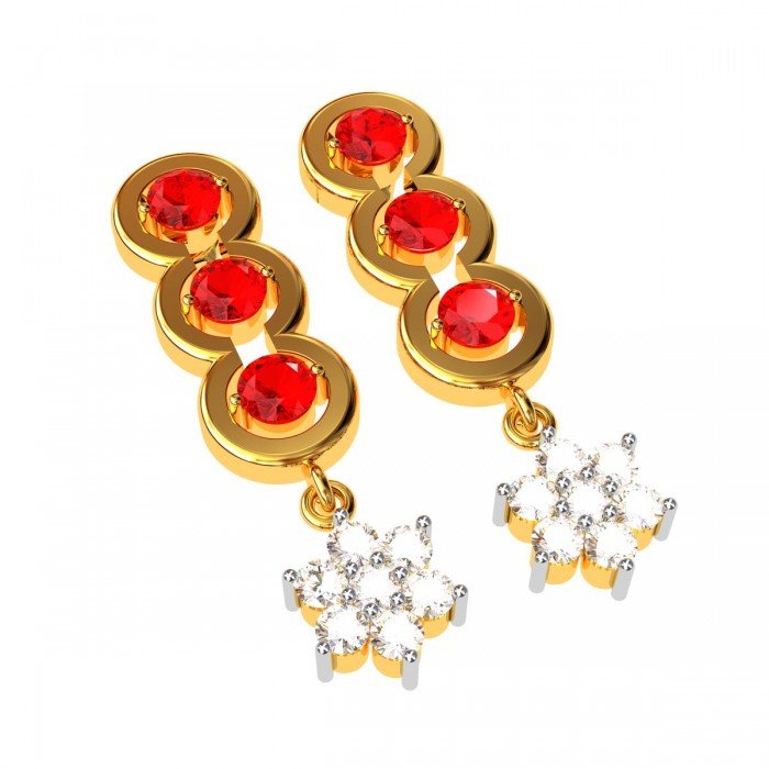 American Diamond Ruby Dangling Earring