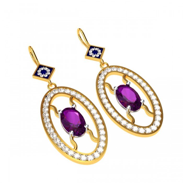 Amethyst Stud Earrings Gold