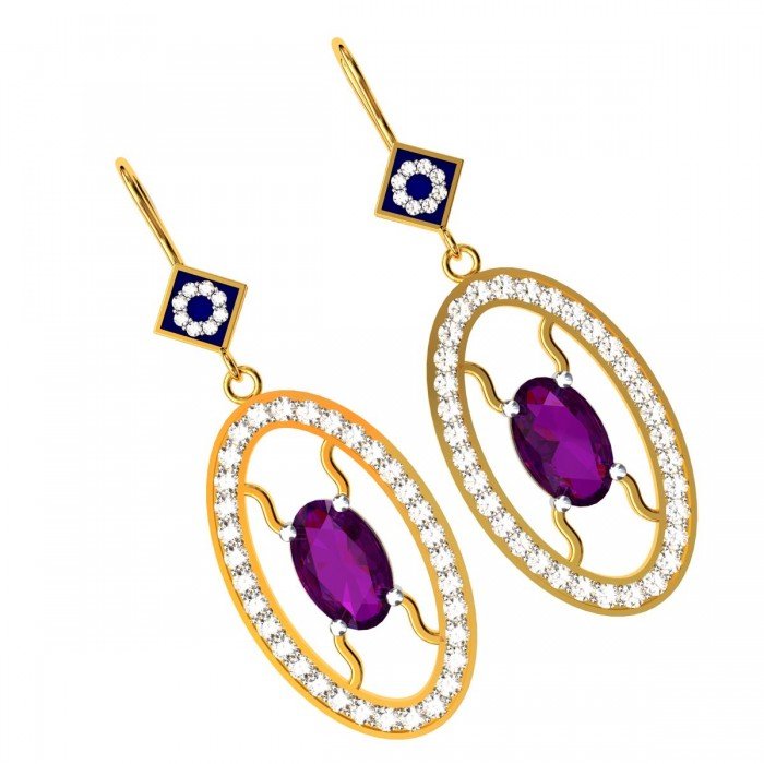 Amethyst Stud Earrings Gold