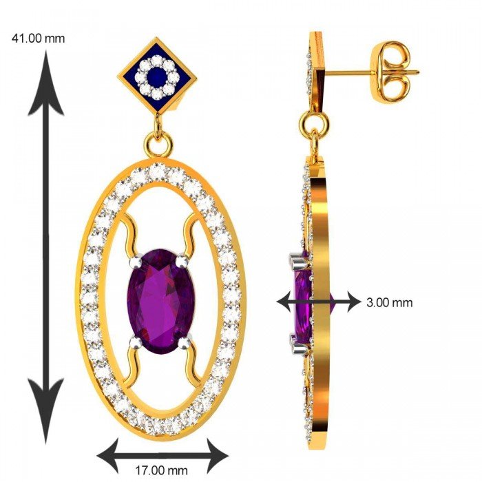 Amethyst Stud Earrings Gold