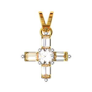 American Diamond Baguette Square Pendant