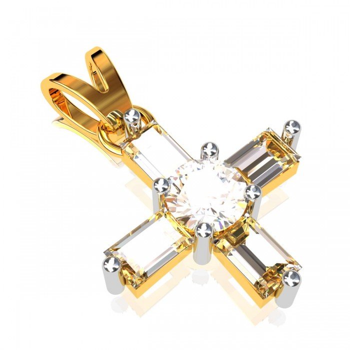 American Diamond Baguette Square Pendant