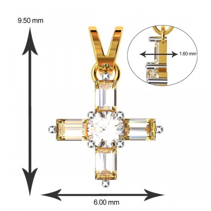 American Diamond Baguette Square Pendant