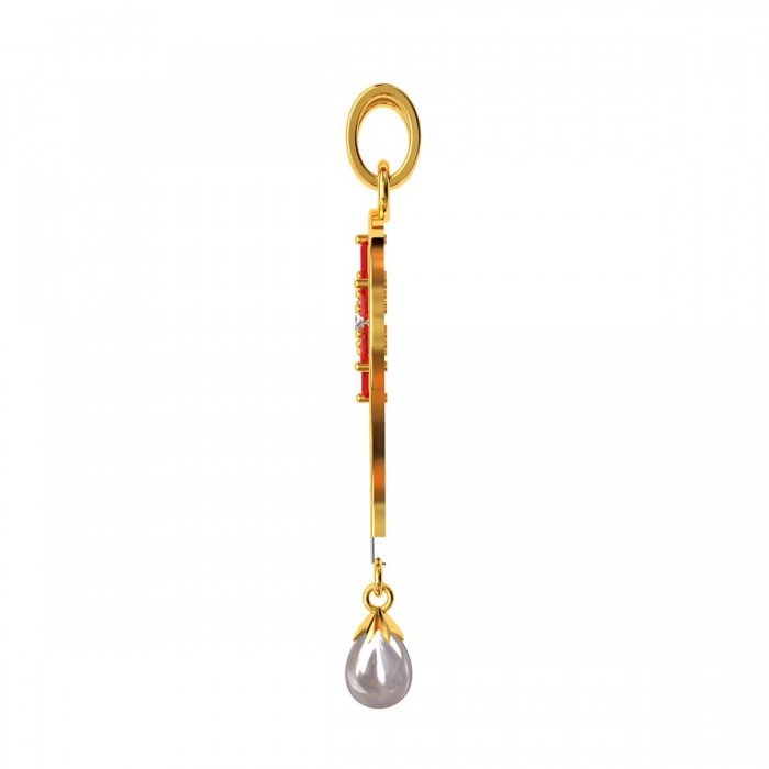 Ruby American Diamond Long Pendant