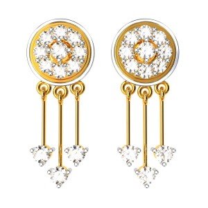 Gold American Diamond Round Earrings