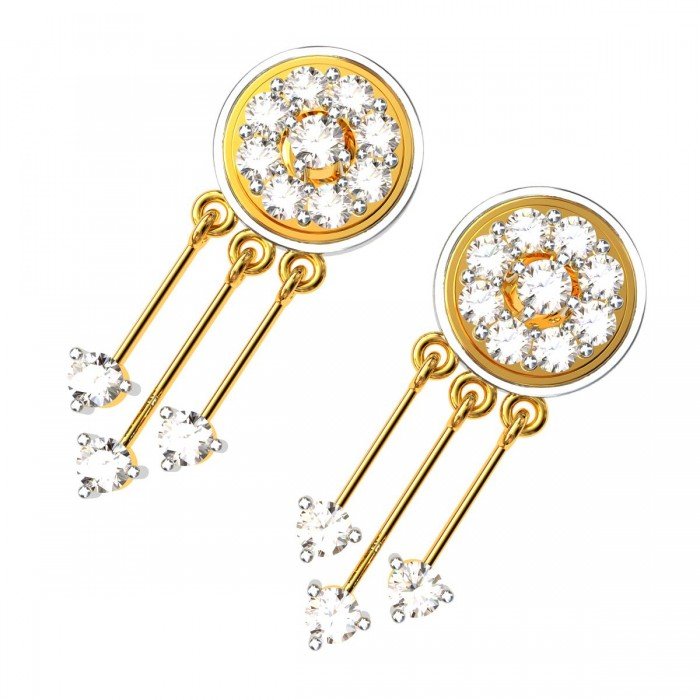 Gold American Diamond Round Earrings