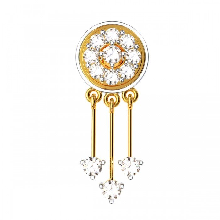 Gold American Diamond Round Earrings