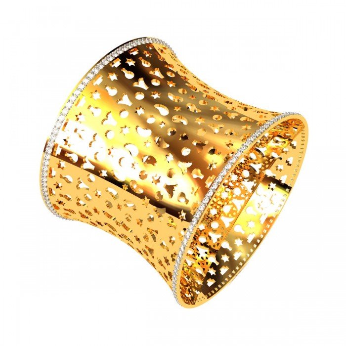 Gold Diamond Jali Bangle