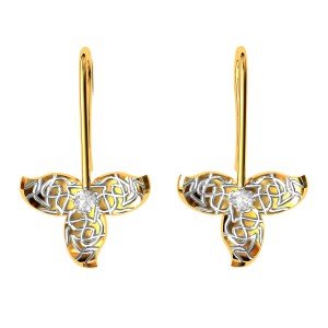 American Diamond Leaves Gold Earring